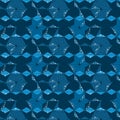 STar blue Japanese asanoha isometric seamless pattern