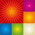 Star burst background in six colors. Central composition