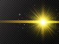 Star burst with beams and sparkles on transparent background. Sun flash with rays and spotlight. Glowing effect Royalty Free Stock Photo