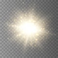 Star burst with dust and sparkle isolated. Glow light effect Royalty Free Stock Photo