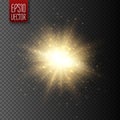 Star burst with dust and sparkle isolated. Glow light effect Royalty Free Stock Photo