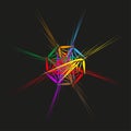 Star burst shape. Colorful radial lines. Dynamic Vector element. Dark background graphic. Royalty Free Stock Photo