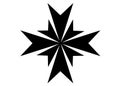 A star burst shape of a series of bold black chipped base triangles white backdrop