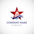 Star Capitol building logo. Government icon. Premium