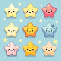 Star cartoon vector clipart stickers. Kawaii Star emoji cartoon. Set of stars