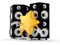 Star character with big speakers Royalty Free Stock Photo