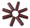 Star from chocolate bars on a white background