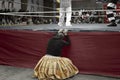 Star cholita female wrestler knocked out of the ring