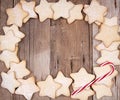 Star Christmas cookies and candy canes Royalty Free Stock Photo