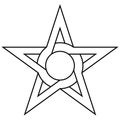 Star with circle inside intertwining the sides and corners of the star, vector logo symbol of human free will