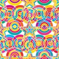 Star circle point colorful white background seamless pattern