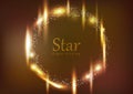 Star, circular light shining glowing effect dust explosion scatter bright frame golden neon celebration abstract background vector