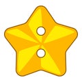 Star cloth button icon, cartoon style
