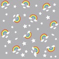 Star cloud rainbow nursery poster