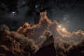 star cluster, with neighboring nebulae and starfields in the background Royalty Free Stock Photo