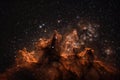 star cluster, with neighboring nebulae and starfields in the background Royalty Free Stock Photo