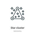 Star cluster outline vector icon. Thin line black star cluster icon, flat vector simple element illustration from editable Royalty Free Stock Photo