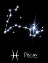 Star constellation in dark space. Pisces zodiac sign