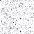 Star constellations on white seamless pattern vector illustration Royalty Free Stock Photo