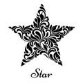 Star created from abstract flower ornament on a white background.