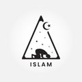 Star and crescent logo symbol of Islam flat icon vector