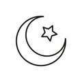 Star and crescent - symbol of Islam flat icon - editable stroke