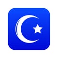 Star crescent symbol islam icon blue vector