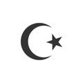 Star and crescent - symbol of Islam icon isolated. Religion symbol. Flat design