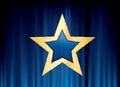 Star on curtain blue Royalty Free Stock Photo