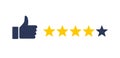 5 Star customer review quality rate satisfaction best service recommend. 5 star rate icon success vector icon.