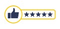 5 Star customer review quality rate satisfaction best service recommend. 5 star rate icon success vector icon.