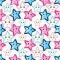 Star cute blue pink seamless pattern Royalty Free Stock Photo