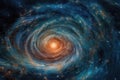 Star dance: galaxies, nebula and planets in a cosmic spiral., generative IA Royalty Free Stock Photo