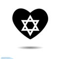 Star of david in black heart icon template. A symbol of love. Valentines day with flat style for graphic and web design, logo. Royalty Free Stock Photo