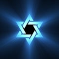 Star of David symbol blue light flare Royalty Free Stock Photo