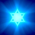 Star of David symbol blue light flare Royalty Free Stock Photo