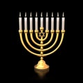 Star of David golden Hanukkah menorah