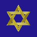 Star of David golden sign with blue background