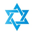 Star of David. Hexagram sign. Symbol of Jewish identity and Judaism. Simple flat blue illustration Royalty Free Stock Photo