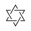 Star of David. Hexagram sign. Symbol of Jewish identity and Judaism. Simple flat thin black illustration Royalty Free Stock Photo