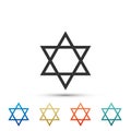 Star of David icon isolated on white background. Jewish religion symbol. Set elements in colored icons. Flat design Royalty Free Stock Photo