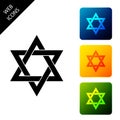 Star of David icon isolated on white background. Jewish religion symbol. Set icons colorful square buttons Royalty Free Stock Photo