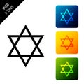 Star of David icon isolated on white background. Jewish religion symbol. Set icons colorful square buttons Royalty Free Stock Photo