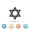 Star of David icon isolated on white background. Set elements in colored icons. Flat design. Vector Royalty Free Stock Photo