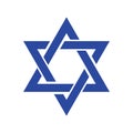 Star david. Icon of jewish star. Jew hexagram. Icon for israel, judaism and hanukkah. Sign of hebrew. Blue logo for passover,