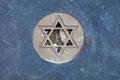 Star of David Jewish symbol at gravestone close up Royalty Free Stock Photo