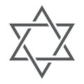 Star of David line icon, israel and jewish, hexagram sign, vector graphics, a linear pattern on a white background.