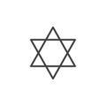 Star of David line icon, outline vector sign, linear style pictogram isolated on white. Royalty Free Stock Photo