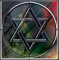Star of David and menorah cut glass symbol