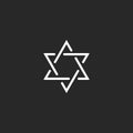 Star of David monogram logo, hexagram of thin line as a Jewish symbol Royalty Free Stock Photo